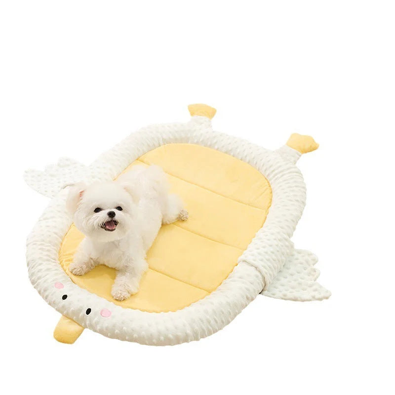 Cute Turtle-Shaped Plush Dog Bed Mat for Small Breeds