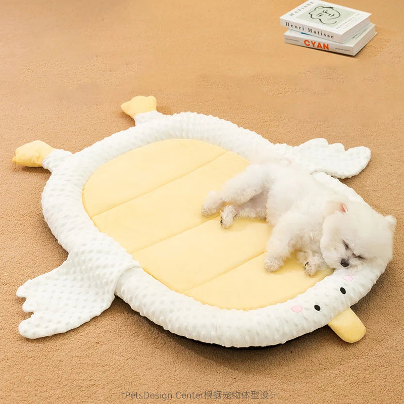 Cute Turtle-Shaped Plush Dog Bed Mat for Small Breeds